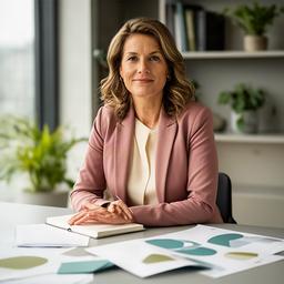 Jessica van der Meer in een kantoor met een notitieboek over strategische planning