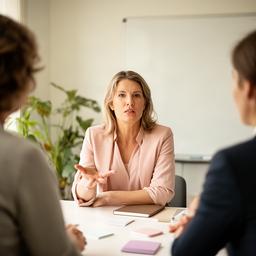 Sophie Claessen in gesprek met een team over organisatieverandering